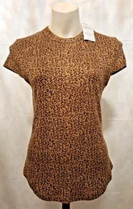 NEXT Leopard Animal Print Short Cap Sleeve Ribbed Top Size 14-16 BNWT (£18) - Picture 1 of 7