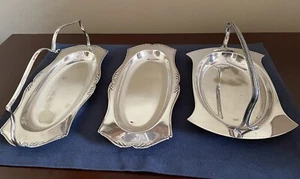 Vintage Silverplate Three Sandwich/Cake Serving Trays Two w. Handles v.g.cond - Picture 1 of 4