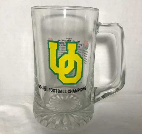 Vintage OREGON DUCKS 1994 ROSE BOWL CHAMPIONS Stein Glass Mug Rare OOAK NCAA Cover