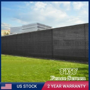8'x50' Black Fence Windscreen Privacy Screen Shade Cover Fabric Mesh Garden New - Picture 1 of 11