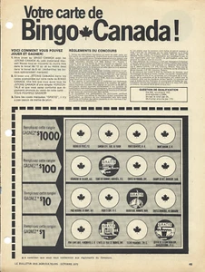 1970 YOUR BINGO CARD-CANADA-WITH MAXWELL HOUSE COFFEE CHIPS - Picture 1 of 1