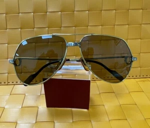 Authentic Cartier Santos Sunglasses Gold Plated Brown original crystal Lenses R1 - Picture 1 of 22