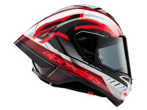 Alpinestars Supertech R10 Team Helmet Black / Carbon Red / Gloss White - Picture 1 of 5