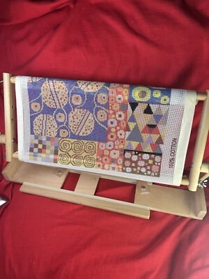 K's Creations Needlework Lap Table Base 20" Scroll Frame Adjust w bahouth canvas - Image 1 of 4
