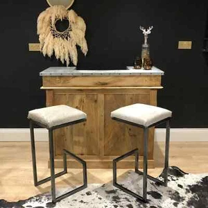 Grey Cowhide Luxury Modern Bar Stools (pair) - Picture 1 of 7