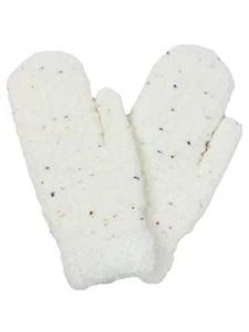 David & Young Womens Chunky Off White Speckle Confetti Knit Mittens Sherpa Lined - Picture 1 of 1