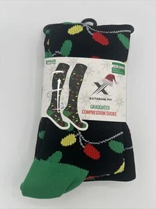 Christmas Extreme Fit Graduated Compression Socks Unisex Size S/M- Lights - Picture 1 of 5