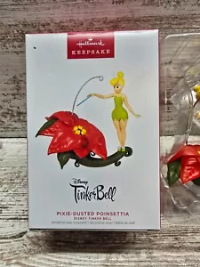 PIXIE-DUSTED POINSETTIA ~ DISNEY TINKER BELL ~ 2023 Hallmark Keepsake Ornament - Imagen 1 de 2