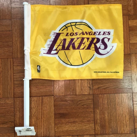 Los Angeles Lakers Car Flag vtg LA banner rico yellow banner 11.5 x 15 Cover