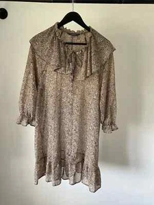 Vestido Primark Talla 14 Beige/Negro Mezcla Hasta la Rodilla. Manga abullonada 3/4 R641 - Imagen 1 de 7