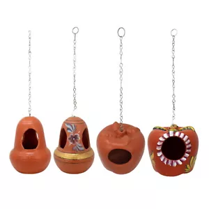Bird Nesting Clay Bird House Nest Small Birds Bluetit Robin Hanging Terracotta - Picture 1 of 32