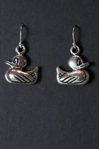 Rubber Ducky Charm Earrings Duck Animal 925 sterling silver Hook Charms Charm - Picture 1 of 6