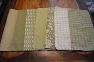 7 Upholstery Fabric Samples,Beautiful Mint Condition,17 x 17",Olive Green Prints - Picture 1 of 5