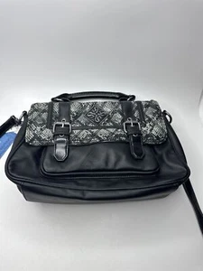 Simply Vera Vera Wang Grey Python Print Shoulder Purse Black Handbag - Picture 1 of 5