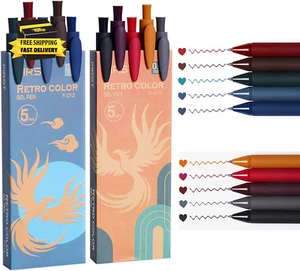 10 Assorted Color Retractable Gel Ink Pens, 0.5Mm Fine Point Quick Dry , Unique - Picture 1 of 7