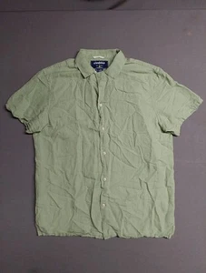 Chubbies Shirt Mens Large Dad Fit Button Up SS Linen Blend Loop Collar Green EUC - Picture 1 of 10