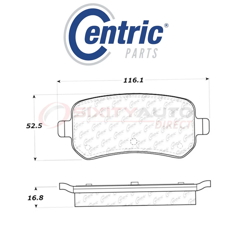 Centric Posi Quiet Disc Brake Pads w Shims for 2008-2012 Chrysler Town & eb - Изображение 1 из 4