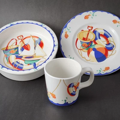 Tiffany & Co 3 Piezas Seashore Plato Infantil, Cuenco y Taza Cerámica Infantil EXCELENTE Foto 1 de 4