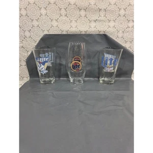 Bicchieri birra Miller Lite lotto 3 vintage barware sport calcio da collezione - Foto 1 di 10