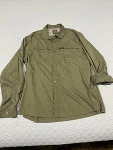 Wrangler Mens Long Sleeve Camp Shirt XL Tall Green Microfiber Outdoor - Picture 1 of 21