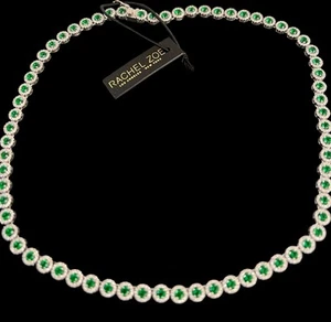 Rachel Zoe Tennis Necklace Cubic Zirconia Green New - Picture 1 of 24