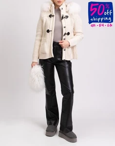 RRP€670 BARK Duffle Knit Coat Size M Wool Blend Removable Hood Made in Italy - Picture 1 of 7