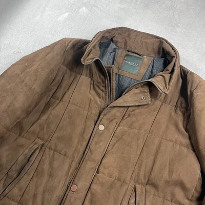 Canali Brown Suede Microfiber Jacket Long Coat Rain & Wind Tech EU 48 - Image 1 of 4