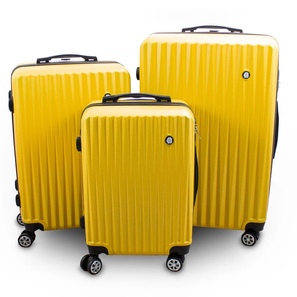 17072/ Trolley Reisekofferset 3-teilig Hartschalenkoffer Teleskopgriff Gelb