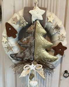 Handgefertigter Deko Türkranz Filzkranz Tannenbaum Sterne Weihnachtskranz -463 - Bild 1 von 8