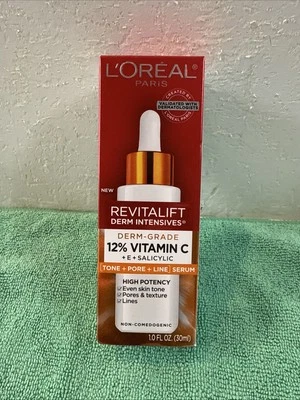 NEW L'oreal Revitalift Derm Intensives 12% Vitamin C + E + Salicylic Serum 1fl - Image 1 of 4