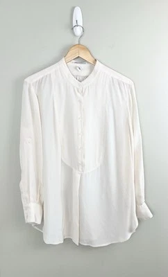 Женская 100% шелковая туника-смокинг Kenneth Cole New York цвет слоновой кости с длинным рукавом размер 8 - Изображение 1 из 4