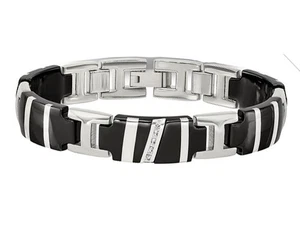 Pulsera de titanio negro con diamantes para hombre 1/10 quilate (ctw) 8,50 pulgadas) - Imagen 1 de 5