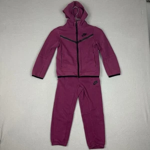 Nike Tech Fleece Set Size 7 Full Zip Hoodie Pants 6-7 Years Maroon - Picture 1 of 4
