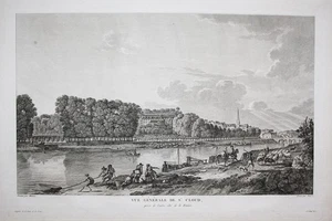 Saint-Cloud Hauts-De-Seine Vista Grabado Estampa Grabado En Cobre 1780 - Imagen 1 de 1