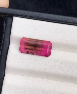 Emerald Cut Bi-Color Tourmaline: 5.9 ct Loose Gemstone, Afghanistan - Picture 1 of 1