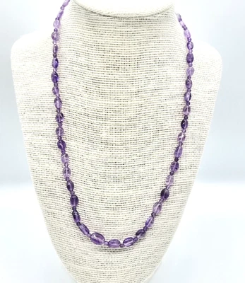 Colar Ametista Pedra Preciosa 50,8cm Cabochão Roxo Aço Inoxidável Ocasião Presente - Imagem 1 de 4