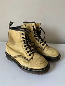 DR MARTENS Vintage Yellow Soft Leather Boots Size UK 3 (AU 5) Made in England - Picture 1 of 15