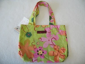 CUTE Bungalow 360 Green Floral Print Small Reversible Tote Bag NEW! 10.5 x 8.5 - Picture 1 of 4