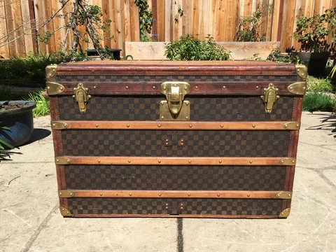 LOUIS VUITTON Antique Monogram Damier Wardrobe Steamer Trunk chest purse bag LV Cover