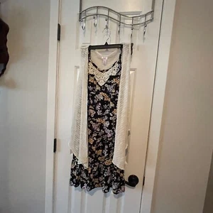 Justice Juniors Girls Black Cream Floral Print Dress with Shrug Size 18 New - Picture 1 of 14