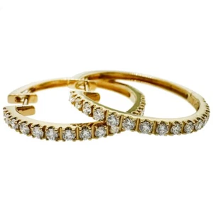 Orecchini donna a cerchio in oro giallo 18 kt con diamanti .60 CTW - Foto 1 di 7