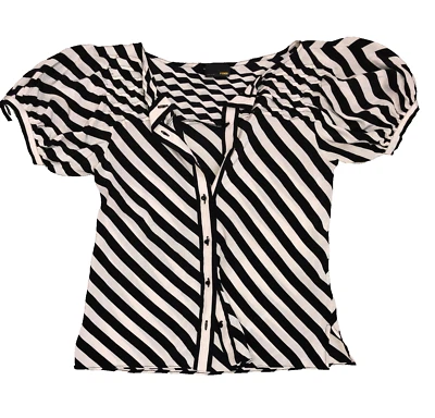 BLUSA FENDI RAYAS SEDA BOTÓN DELANTERO CHEVRON RAYAS SEDA TALLA 38 Foto 1 de 4