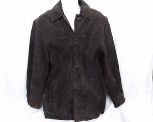 HATHAWAY Men’s Suede Leather Jacket Authentic Blue Label Sz Large Choc Brown - Picture 1 of 12