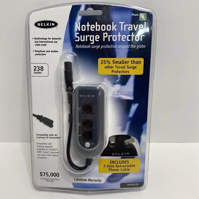 Belkin Notebook Travel SURGE PROTECTOR 238J 110v-240v C1 - Image 1 of 4