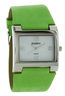 Elgin Women's Silver Case White Dial With Lime Green Leather Strap EG275ST-8 - Image 1 of 3