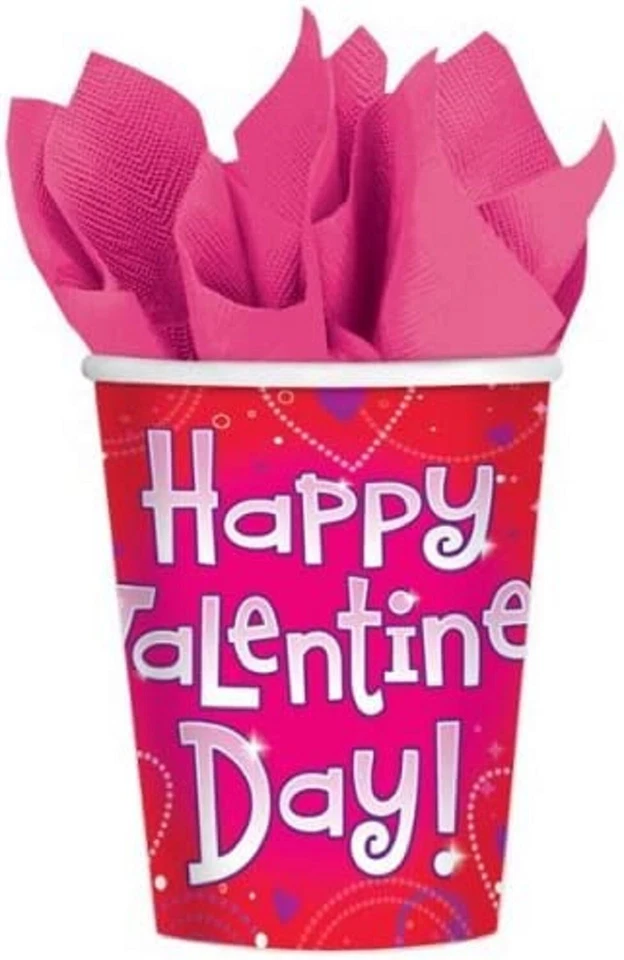 Love Crazy Red Hearts Holiday Valentine's Day Party 9 oz. Paper Cups - Image 1 of 1