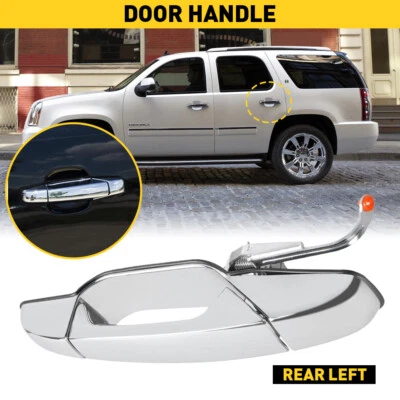Exterior Door Handle For 2007-2013 Chevrolet Silverado 1500 Tahoe Rear LH Chrome - Image 1 of 4
