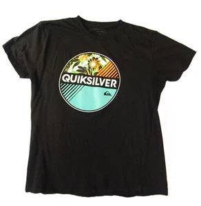 QUICKSILVER T Shirt Men L Black Graphic Floral Sunset Surf Skate Streetwear - Picture 1 of 3