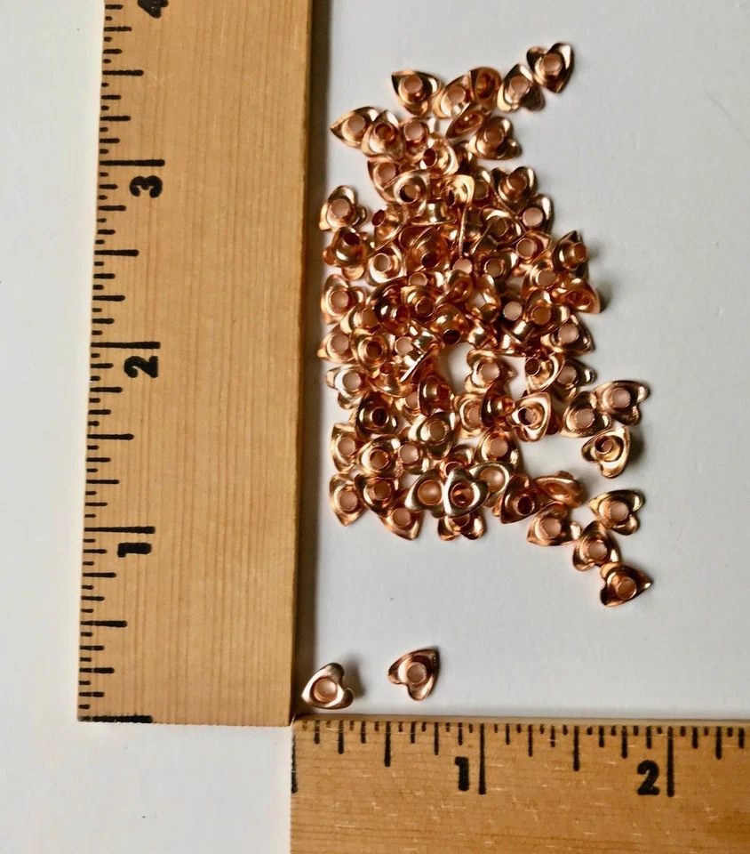 100 Pink Rose Gold Heart Shaped Eyelets   -  NEW - Image 1 of 1