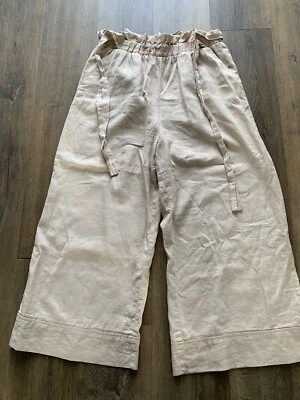 new look beige crop paper bag trousers size 12 - Image 1 of 4